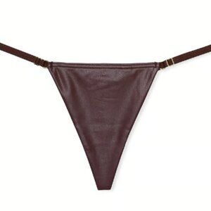 Victoria's Secret Faux Leather Adjustable V-String Panty Brown